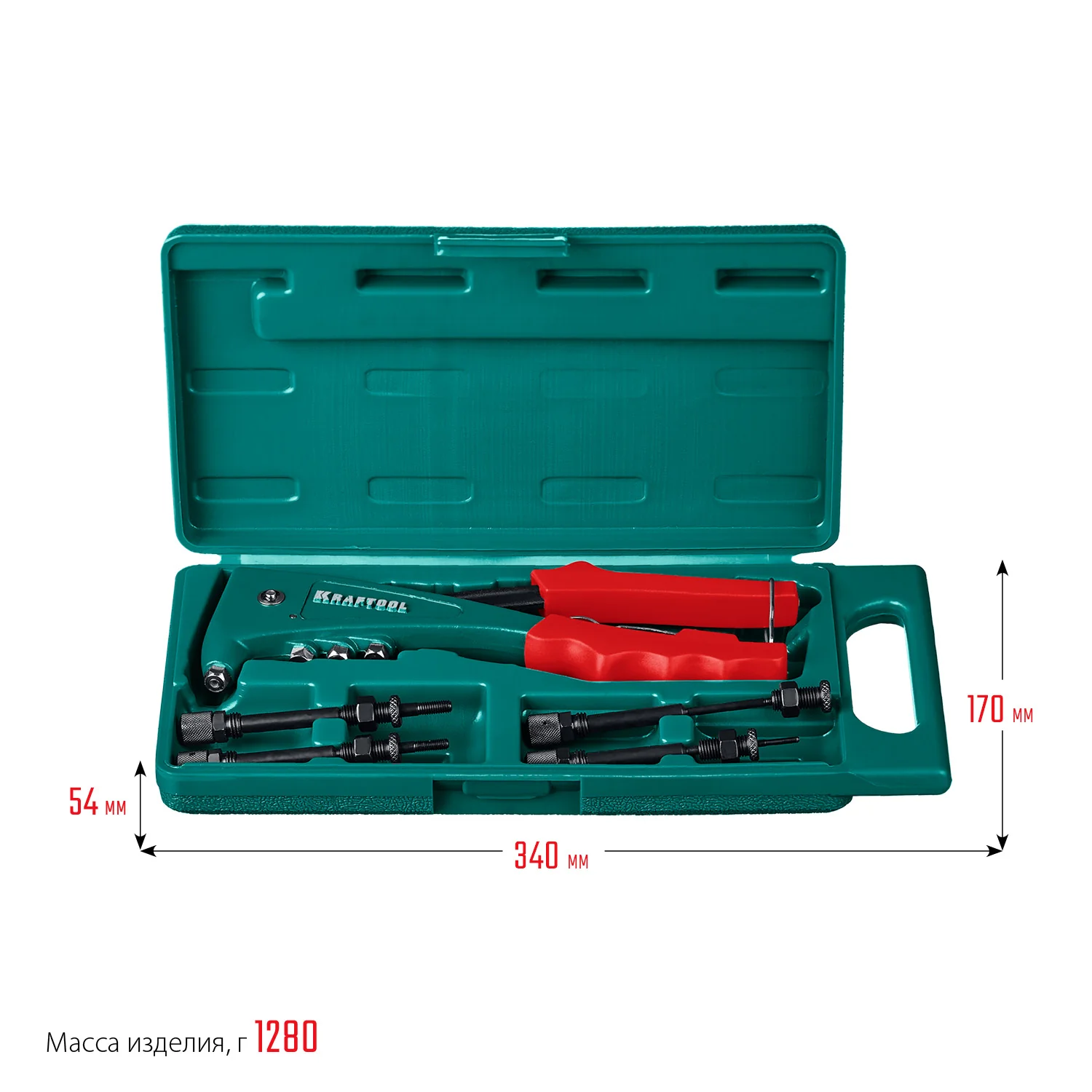 Заклепочник комбинированный литой KRAFTOOL 2 вида заклёпок, в кейсе (31180)