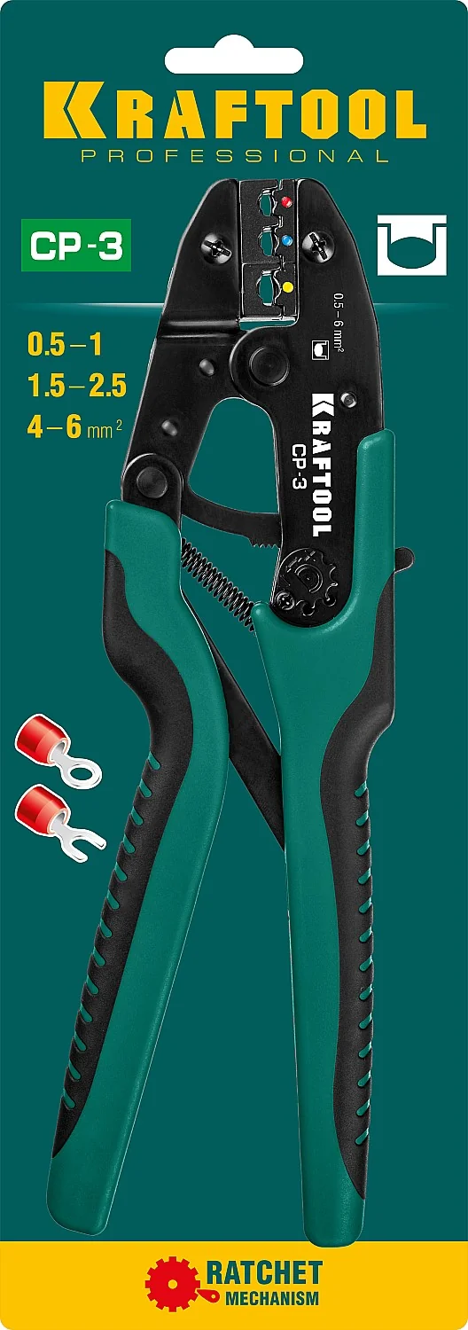 Пресс-клещи KRAFTOOL 0.5 - 6 мм2, для изолированных наконечников и соединительных муфт (45461-3)