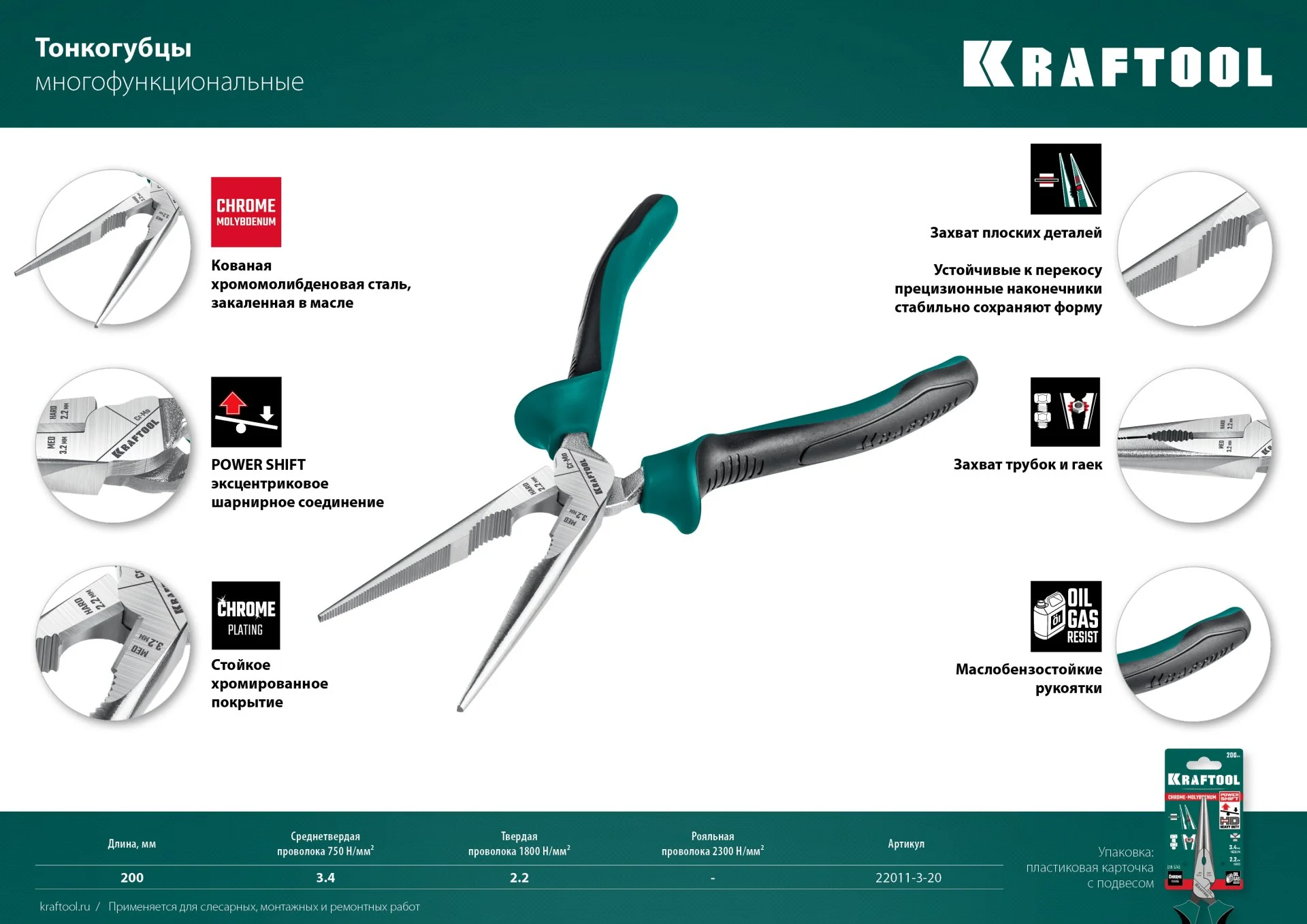 Тонкогубцы KRAFTOOL KraftMax, 200 мм (22011-3-20)