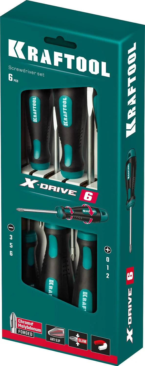 Набор отверток KRAFTOOL Х-Drive-6, 6 шт (250081-H6)
