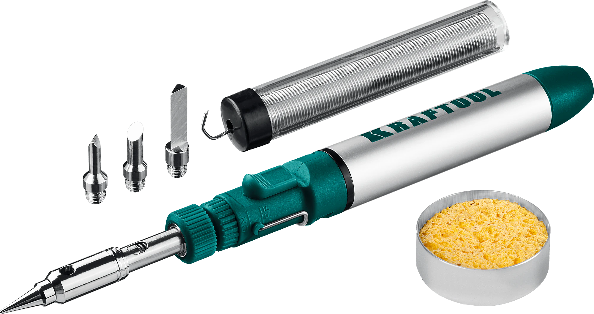 Паяльник газовый KRAFTOOL 70 B, 30 - 70 Вт, 1300°С, горелка, фен, набор 8 в 1 (55504-H8)