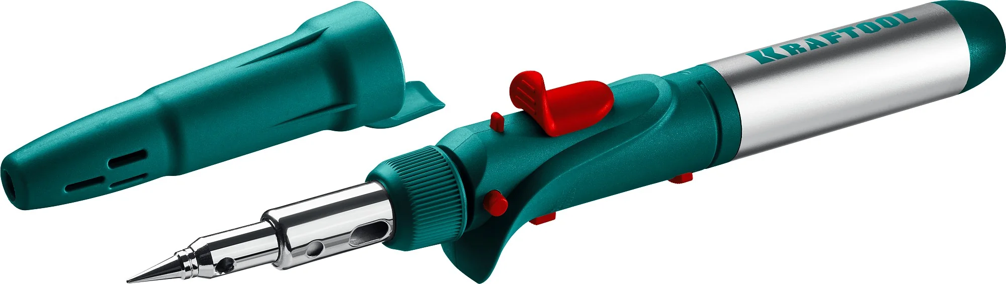 Паяльник газовый KRAFTOOL 120 K, 30 - 120 Вт, 1300°С, горелка, фен, пьезоподжиг, набор 10 в 1 (55503-H10)