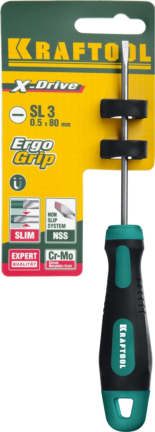 Отвертка KRAFTOOL Х-Drive, SL3 x 80 (250071-3.0-080)