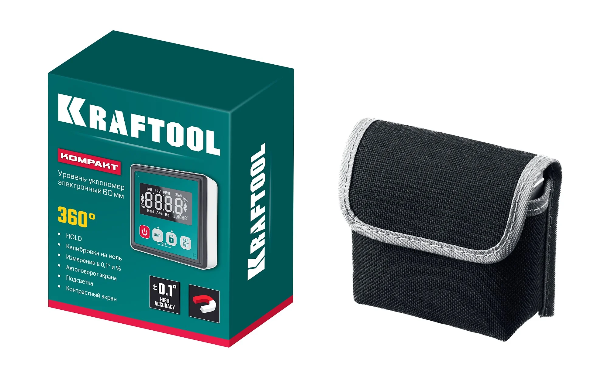 Уровень-уклономер электронный KRAFTOOL 4 х 90 С, точность 0.1 (34687)