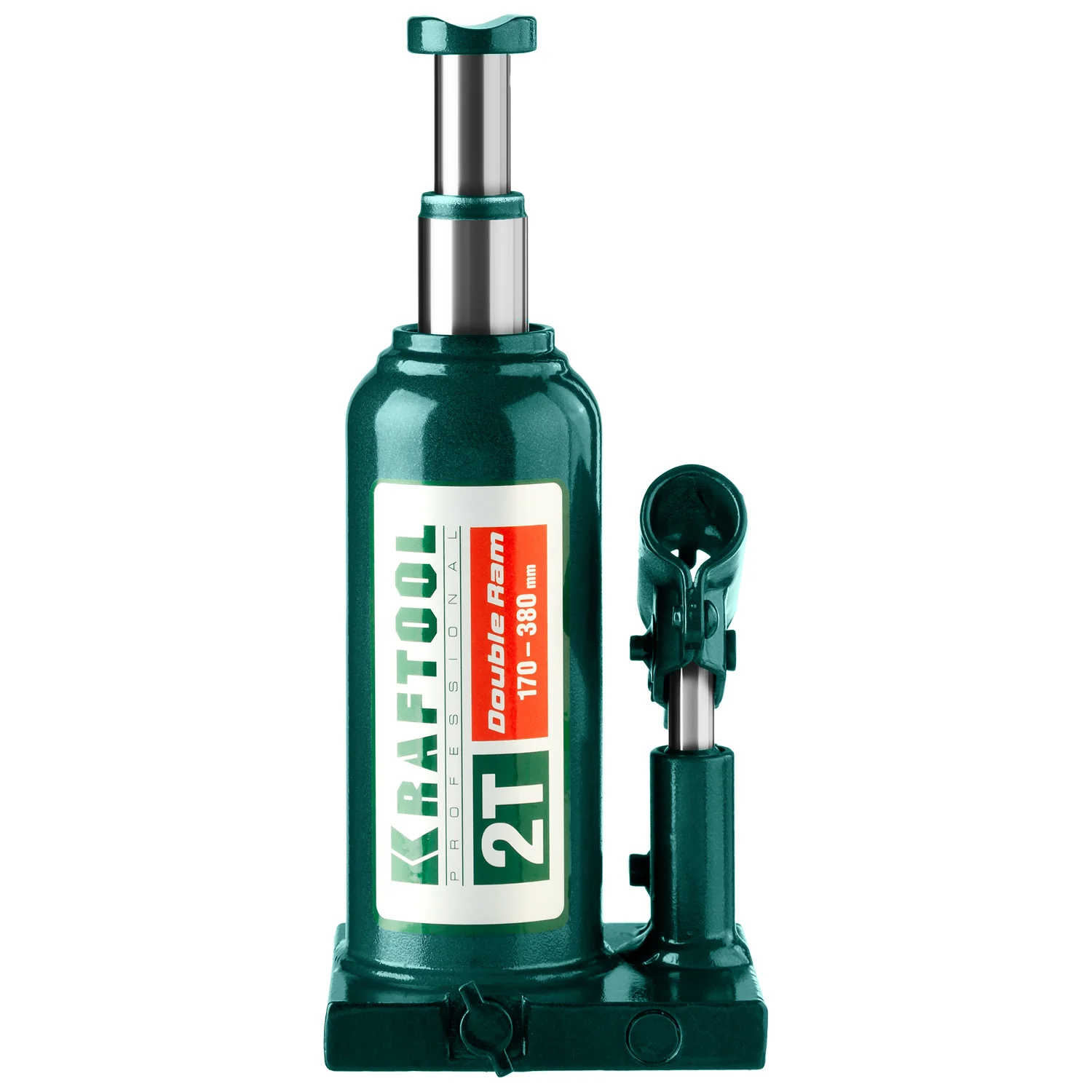 Домкрат бутылочный двухштоковый KRAFTOOL 2 т, 170 - 380 мм, с увеличенным подъемом (43463-2)