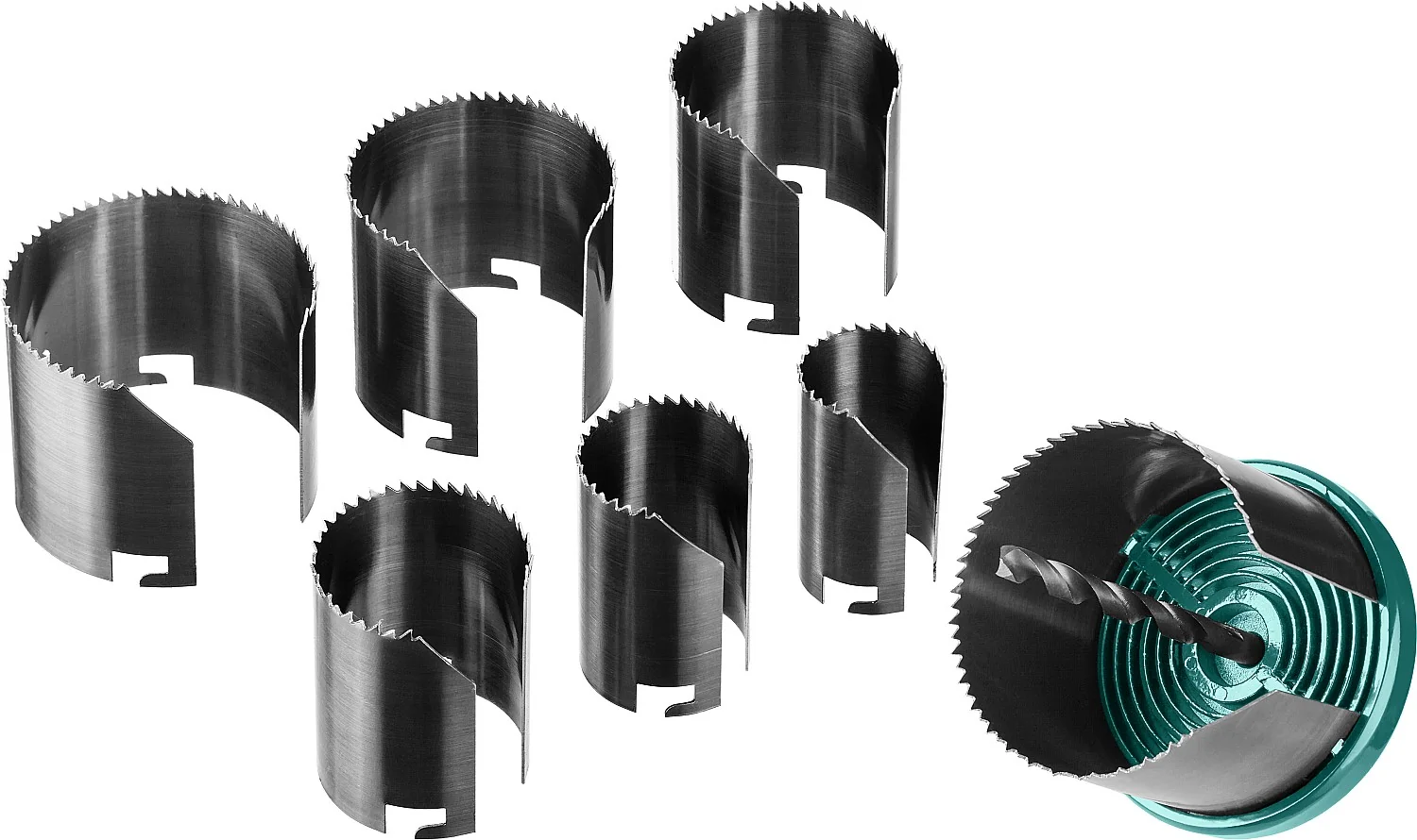 Наборная кольцевая пила по дереву KRAFTOOL 29580-H7-42 7 шт, (25-32-38-45-50-56-62 х 42 мм)