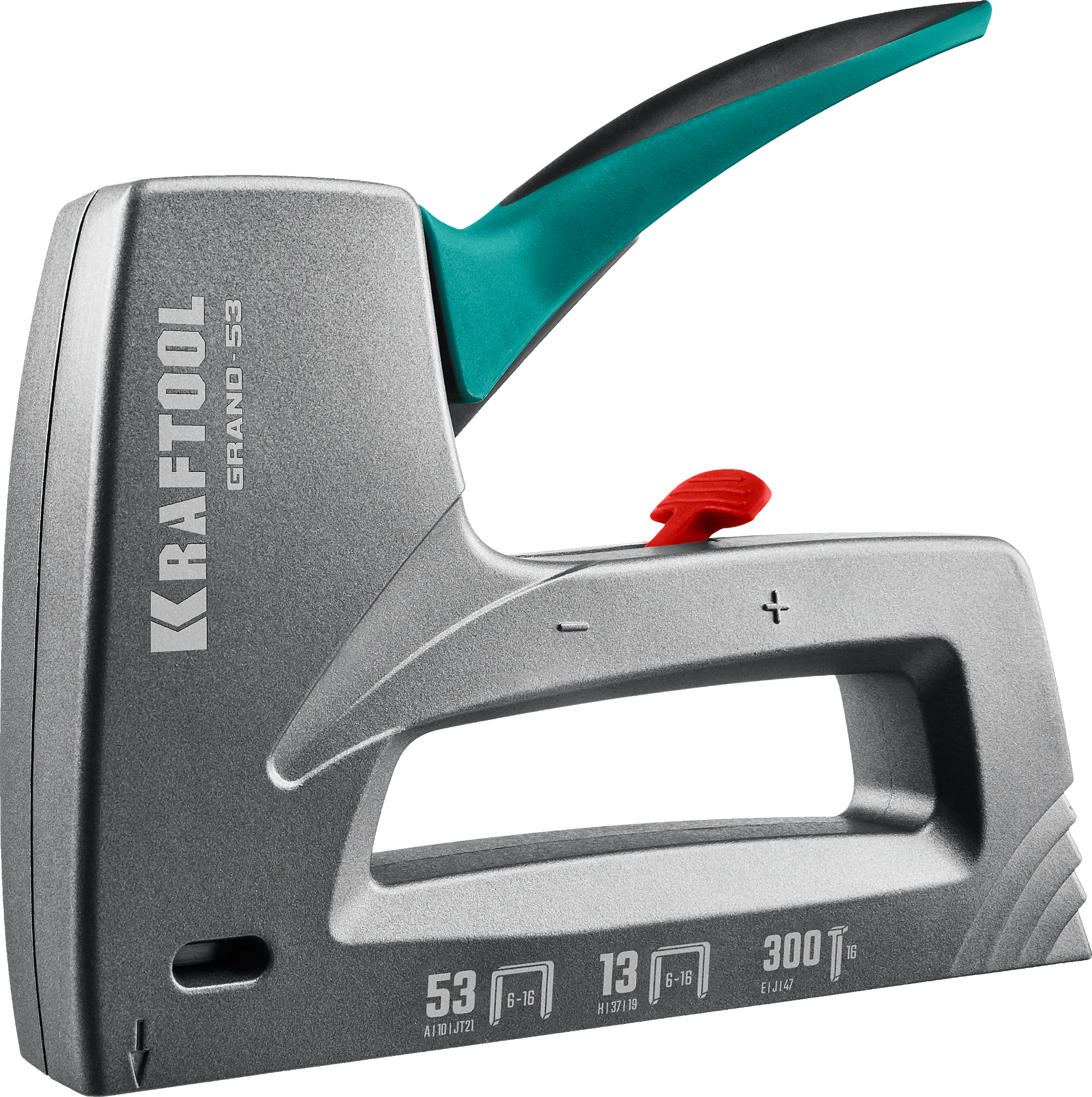 Степлер KRAFTOOL GRAND-53, тип 53 (A/10/JT21) 23GA (6 - 16 мм)/13/300, алюминиевый рессорный (3193)