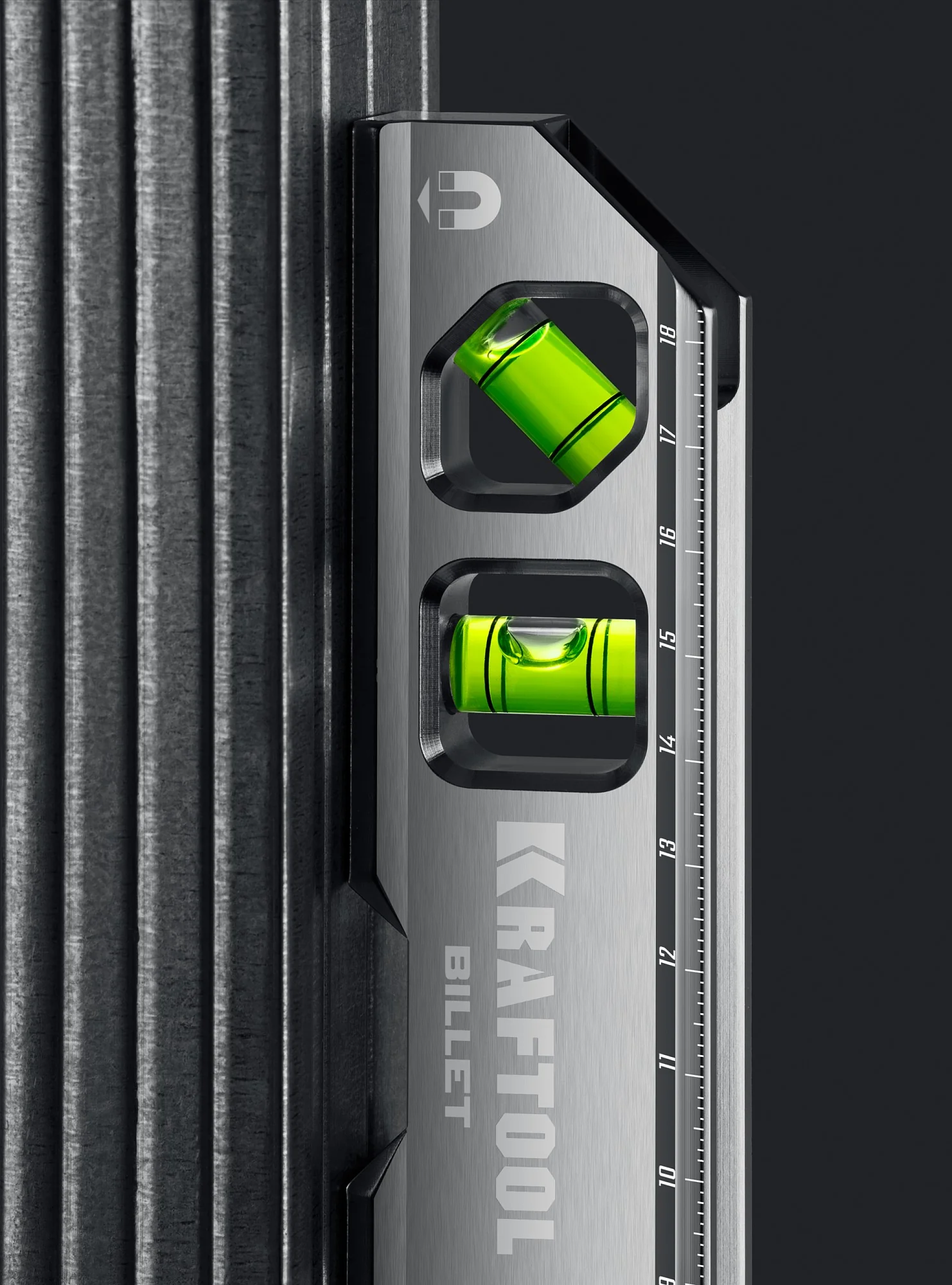 Уровень брусковый магнитный KRAFTOOL 200 мм, 8 в 1, точность 0.3 мм/м, 4 глазка (34790)