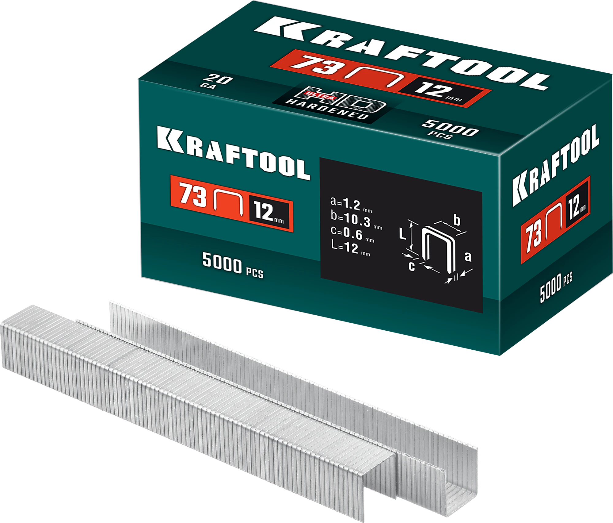 Скобы KRAFTOOL тип 73, 12 мм, калибр 20GA, 5000 шт (31773-12)