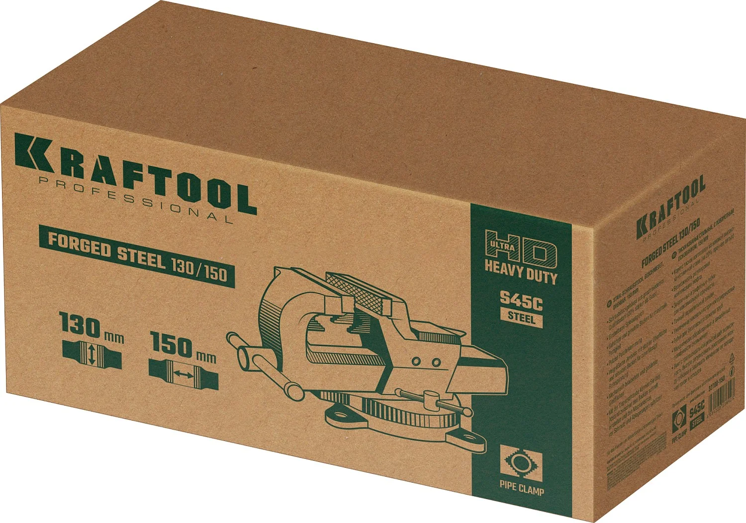 Кованые стальные тиски KRAFTOOL FORGE--130/150, с регулировкой компенсации люфта (32700-150)