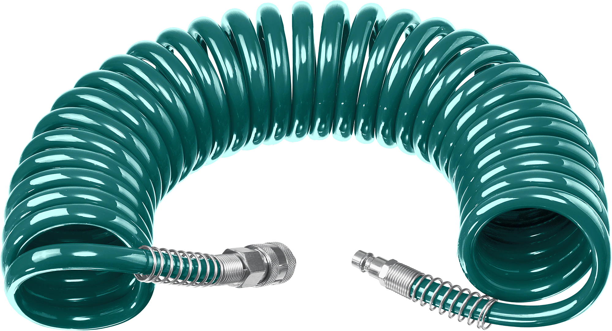 Воздушный спиральный шланг KRAFTOOL 06590-15 15 м, 8 х 12 мм, 15 бар, с фитингами рапид