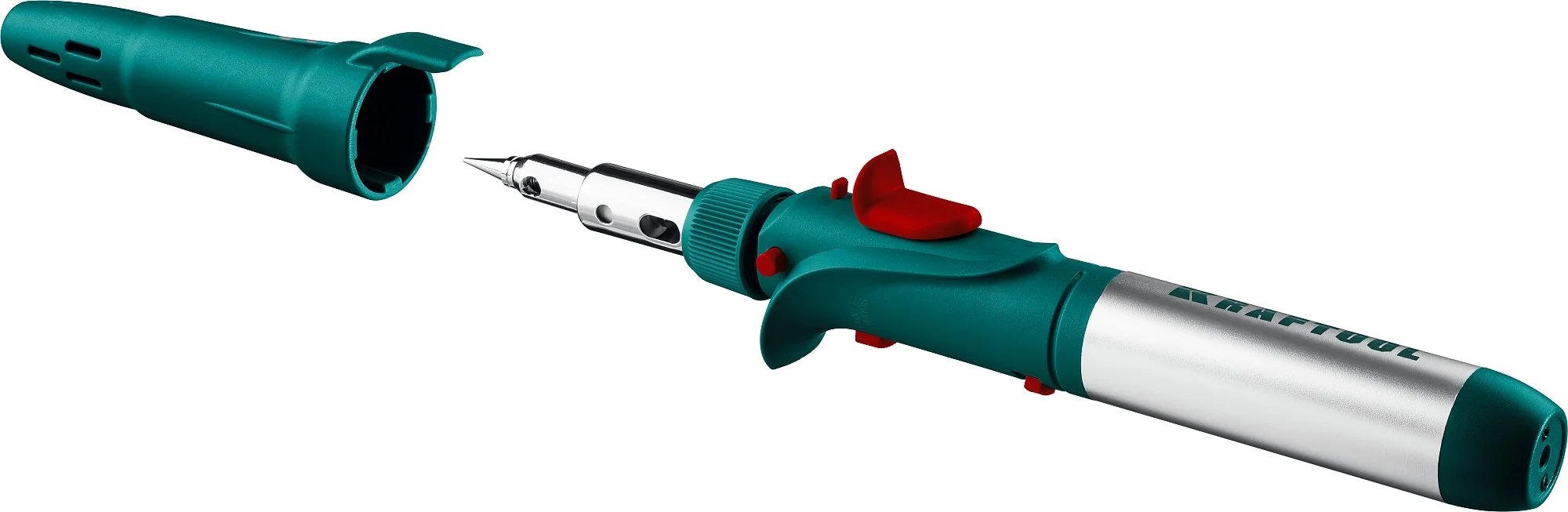 Паяльник газовый KRAFTOOL 120 K, 30 - 120 Вт, 1300°С, горелка, фен, пьезоподжиг, набор 10 в 1 (55503-H10)