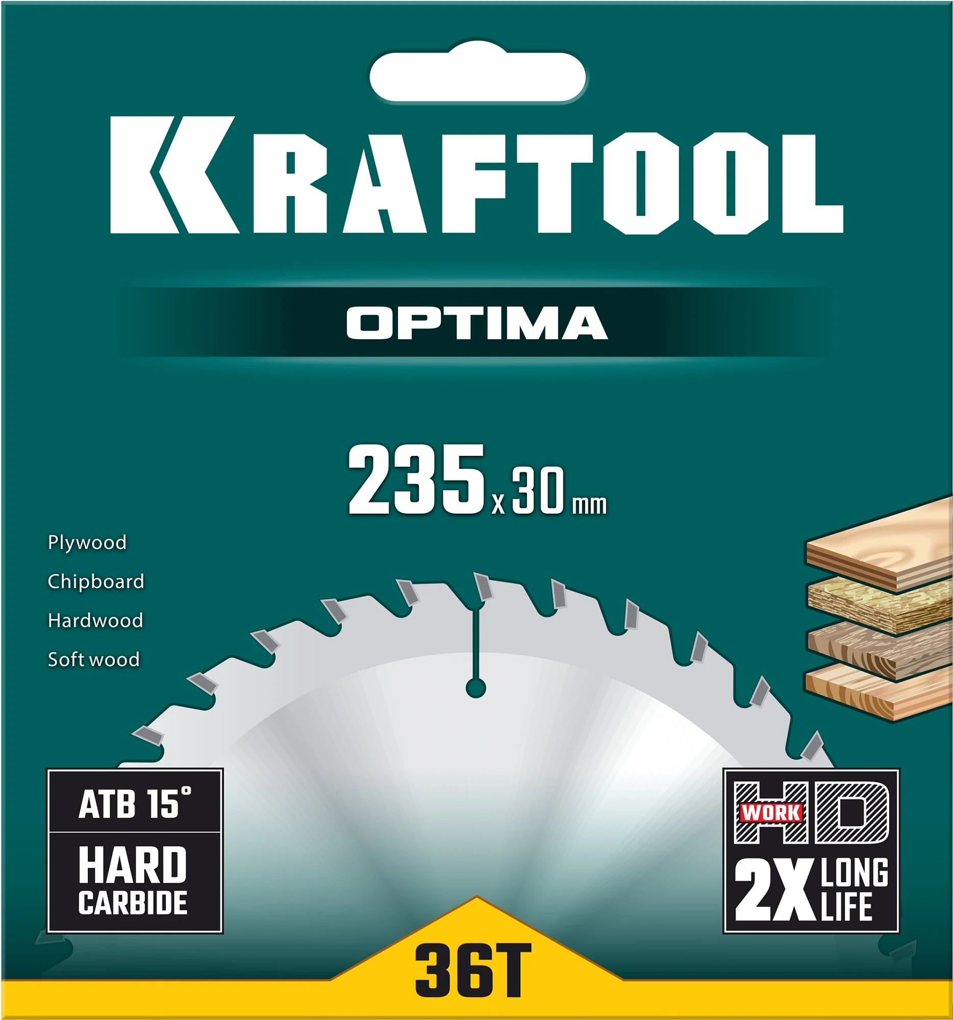 Пильный диск по дереву KRAFTOOL 36951-235-30 Optima, 235 х 30 мм, 36Т