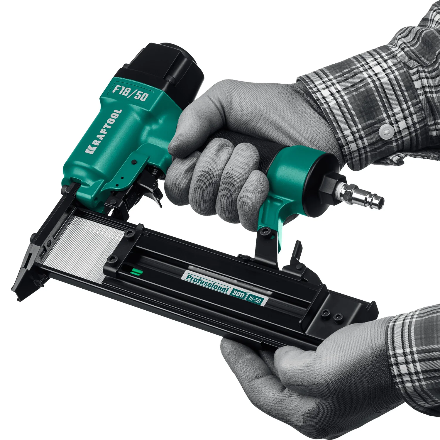 Пневматический нейлер KRAFTOOL 31961 F18/50, для гвоздей 18Ga тип 300 (15-50 мм)