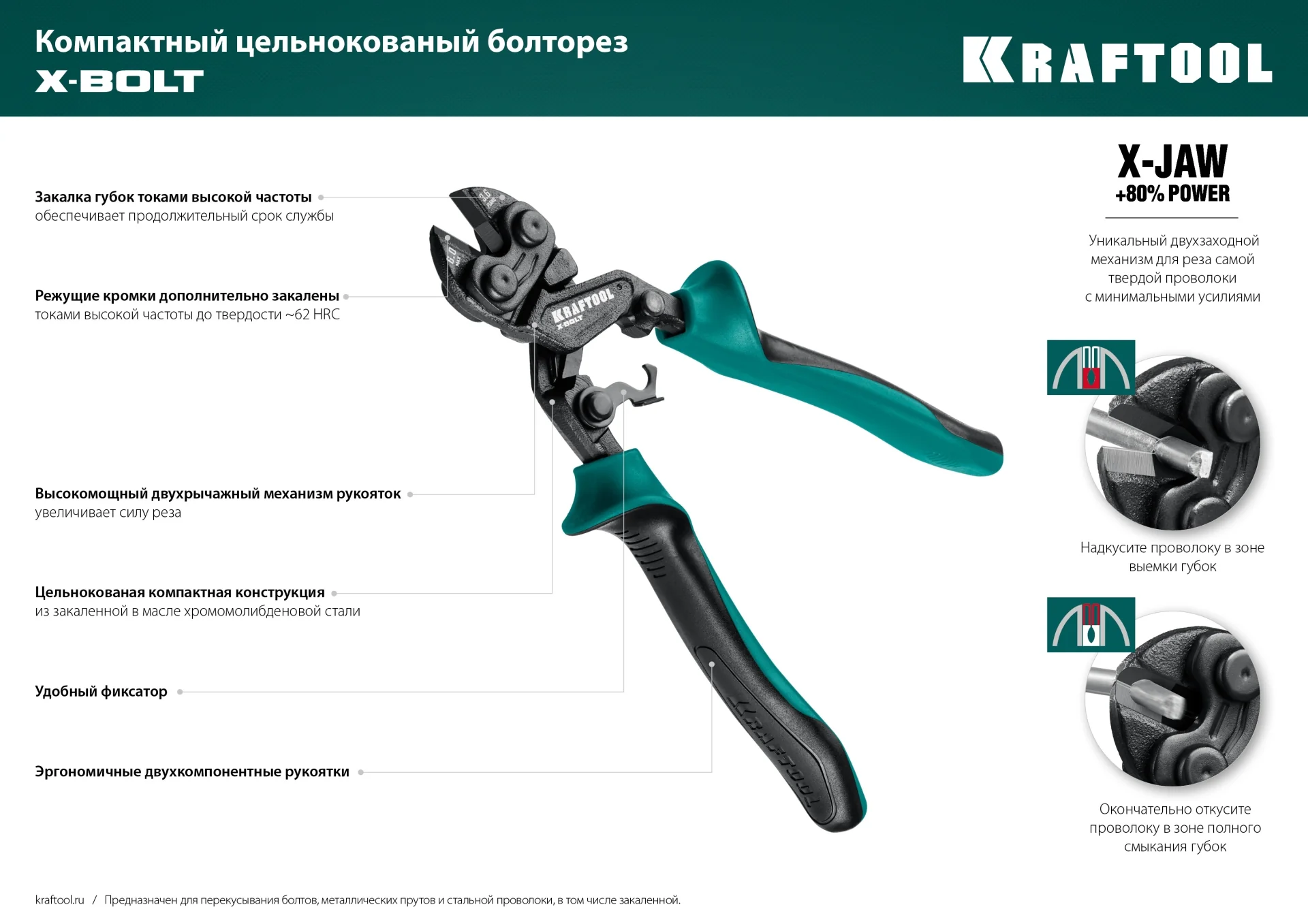 Болторез KRAFTOOL 200 мм, компактный цельнокованый (23283)