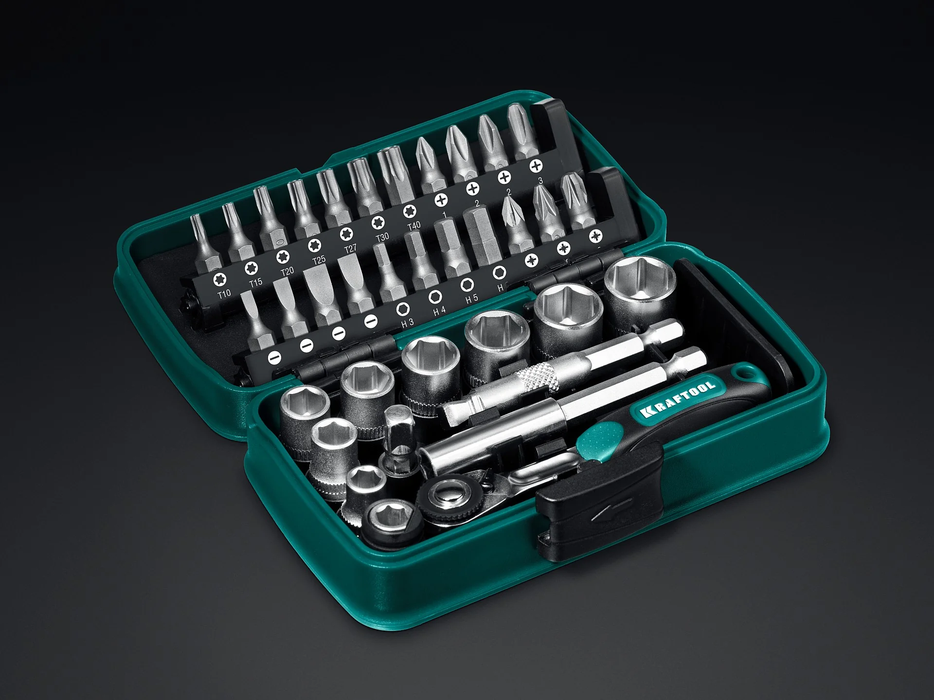 Универсальный набор инструмента KRAFTOOL X-Drive 35, 35 предм., 1/4″ (27974)