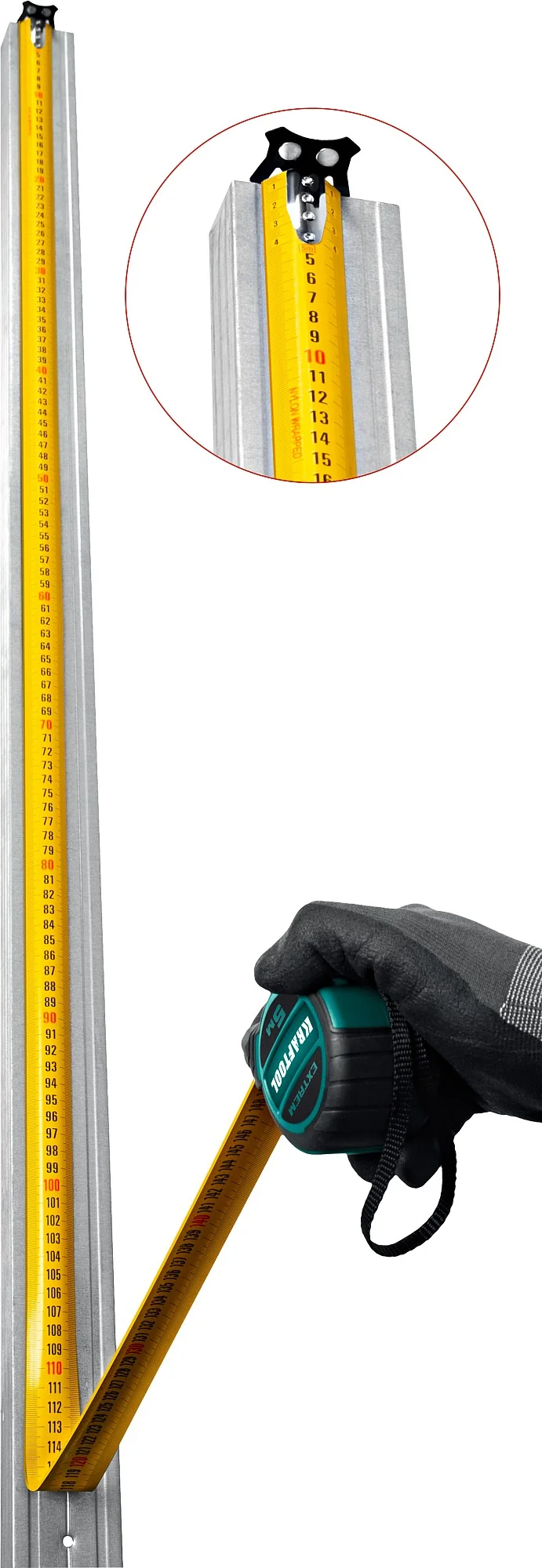 Рулетка KRAFTOOL 10 м х 32 мм, со сверх широким полотном (34127-10)