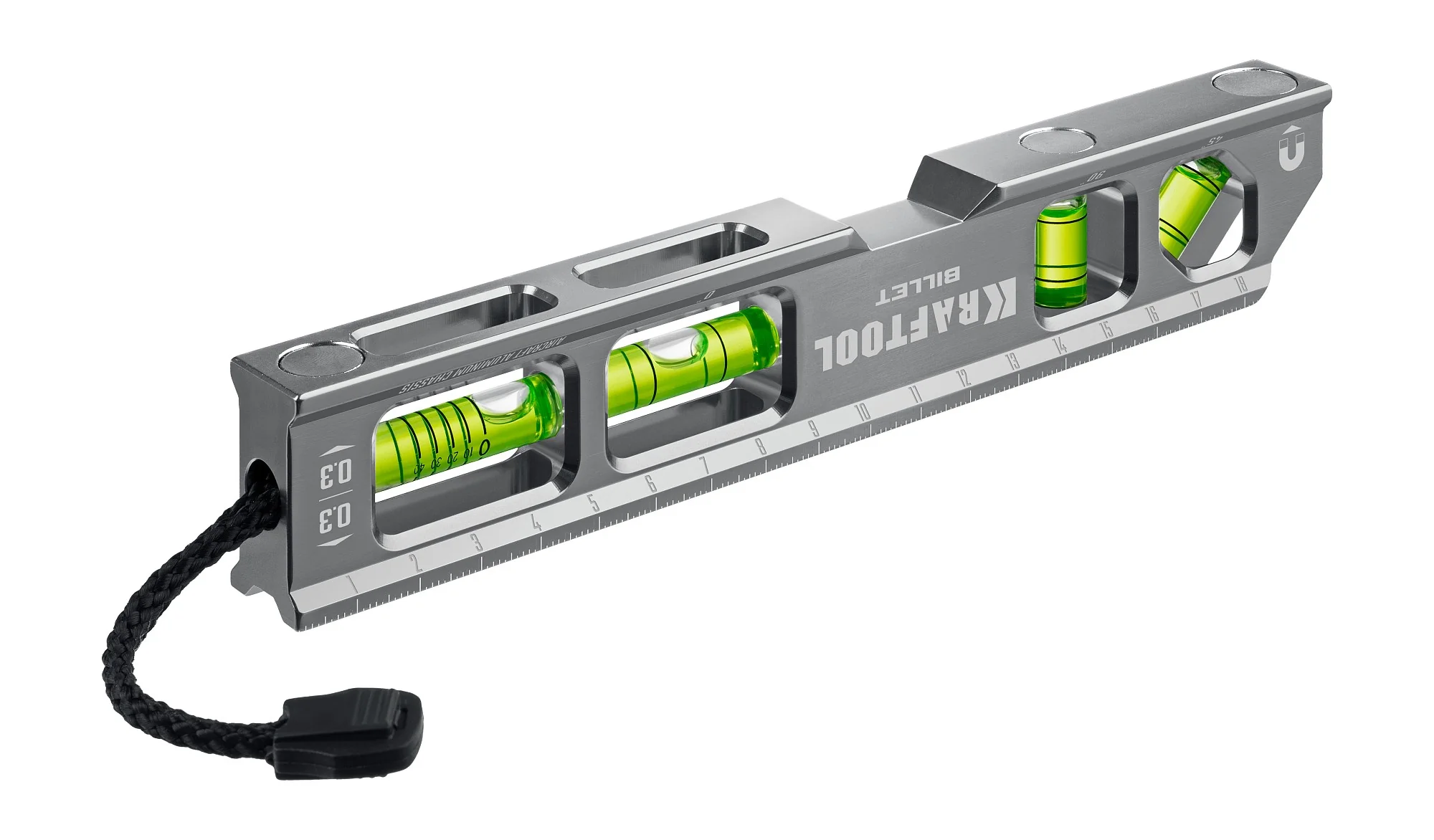 Уровень брусковый магнитный KRAFTOOL 200 мм, 8 в 1, точность 0.3 мм/м, 4 глазка (34790)
