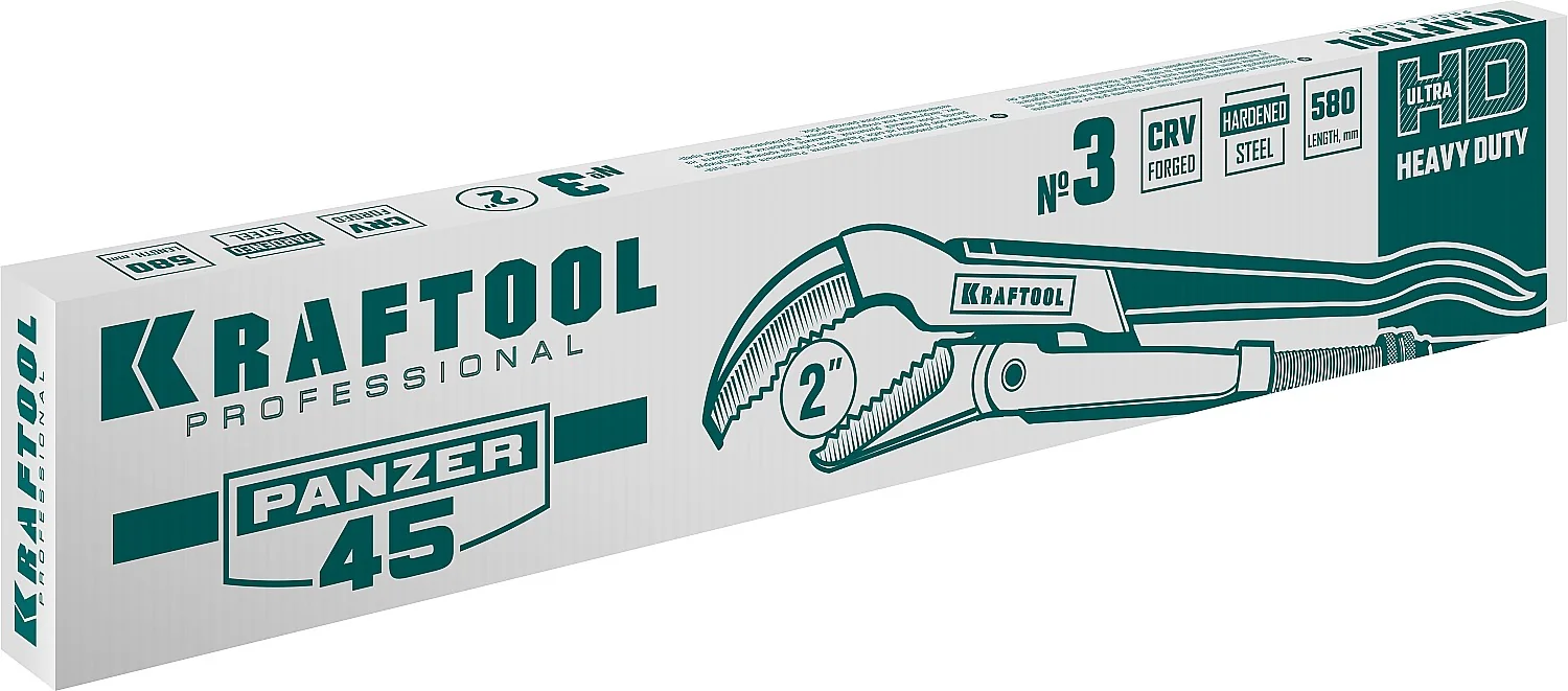 Трубный ключ KRAFTOOL PANZER-45, №3, 2″, 580 мм, с изогнутыми губками (2735-20)