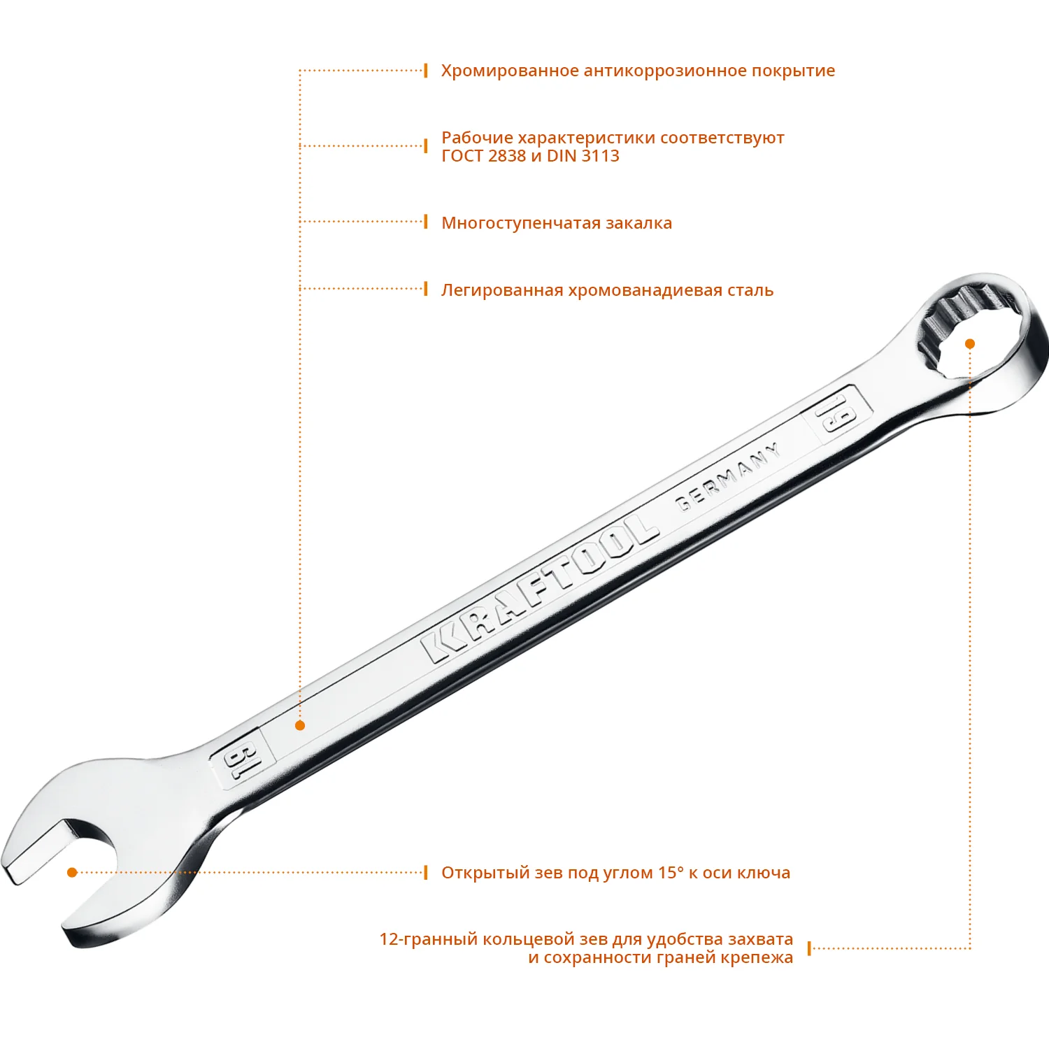 Комбинированный гаечный ключ KRAFTOOL 19 мм (27079-19)