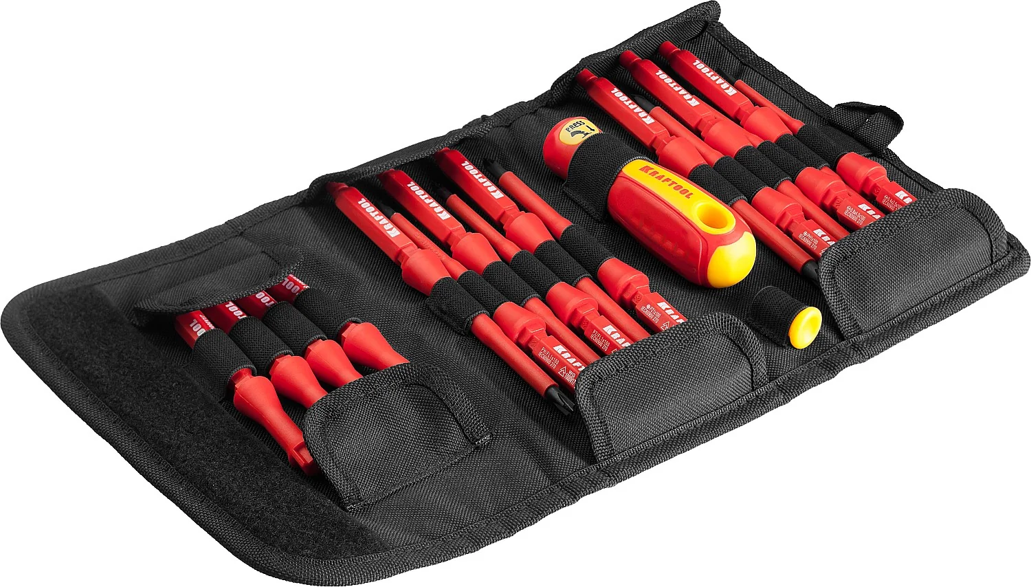Набор высоковольтных отверток KRAFTOOL 18 предм, с чехлом (220092-H18)