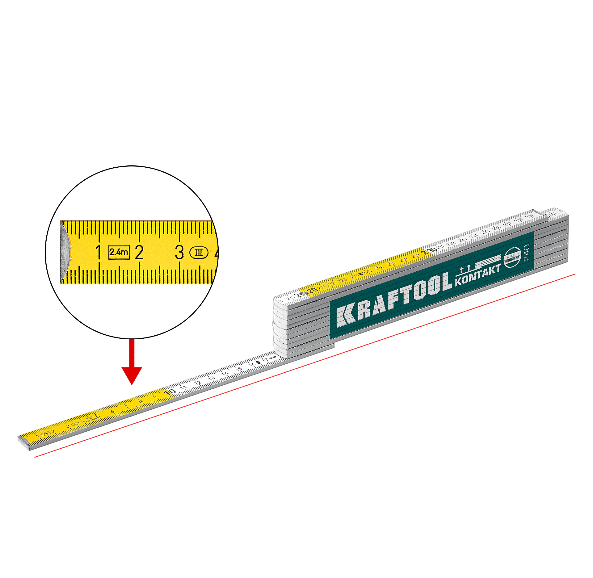 Метр складной деревянный профессиональный KRAFTOOL 2.4 м (34729)