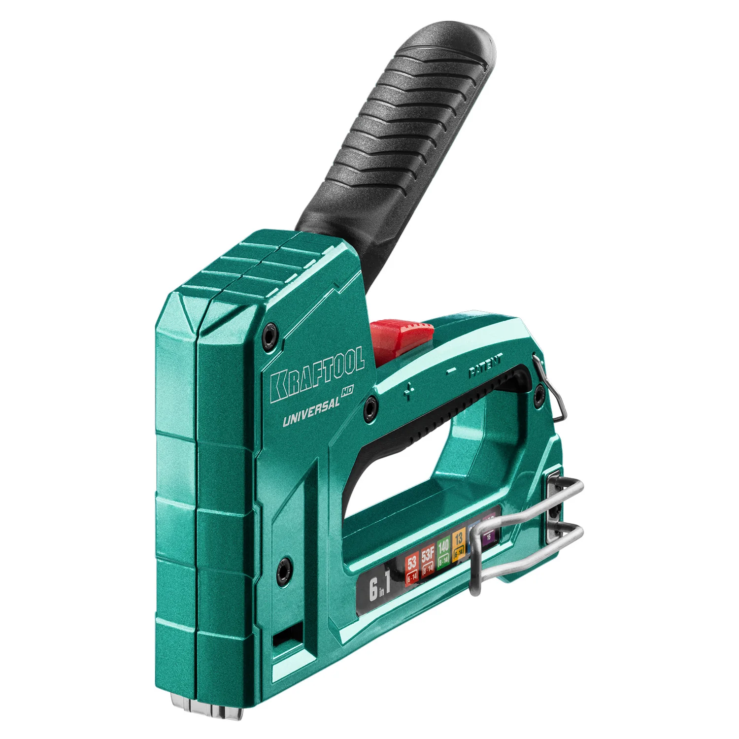Степлер KRAFTOOL Universal-HD, 6-в-1: 53 (A/10/JT21) 23GA (6 - 14 мм)/140 (G/11/57) 20GA (8 - 14 мм)/13/53F/300/500, 