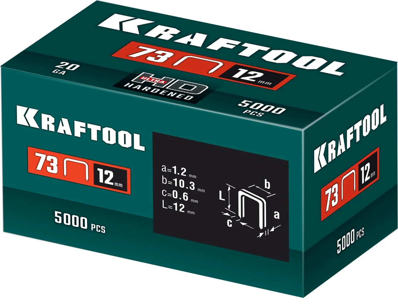 Скобы KRAFTOOL тип 73, 12 мм, калибр 20GA, 5000 шт (31773-12)