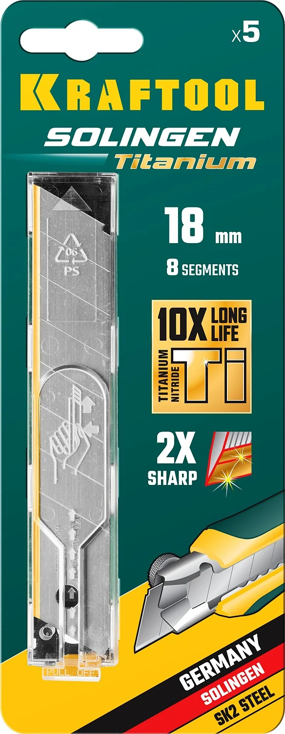 Лезвия сегментированные KRAFTOOL 18 мм, 5 шт (09605-TIN-18-S5)