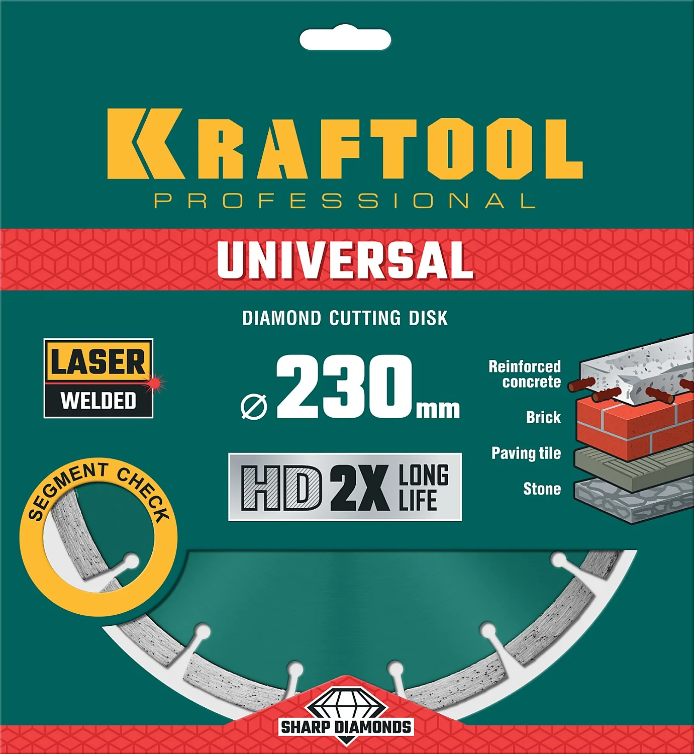 Алмазный диск KRAFTOOL 36680-230 LASER-UNIVERSAL 230 мм (22.2 мм, 10х2.8мм)