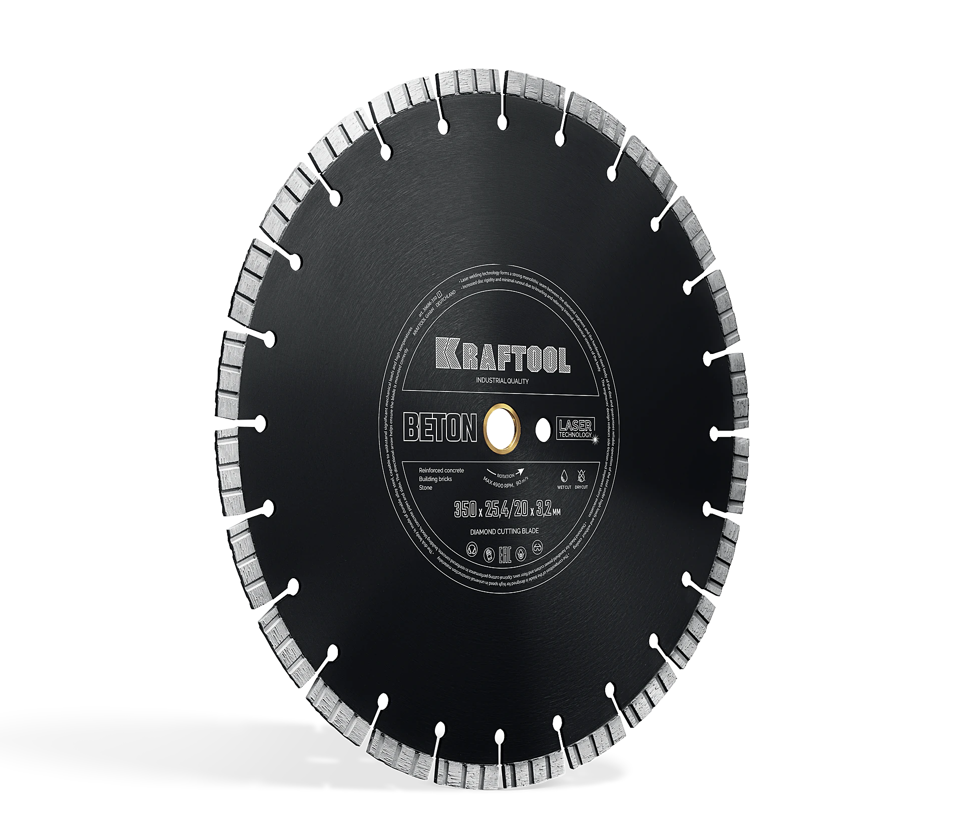 Алмазный диск KRAFTOOL 36686-350 LASER-BETON 350 мм (25.4/20 мм, 10х3.2 мм)