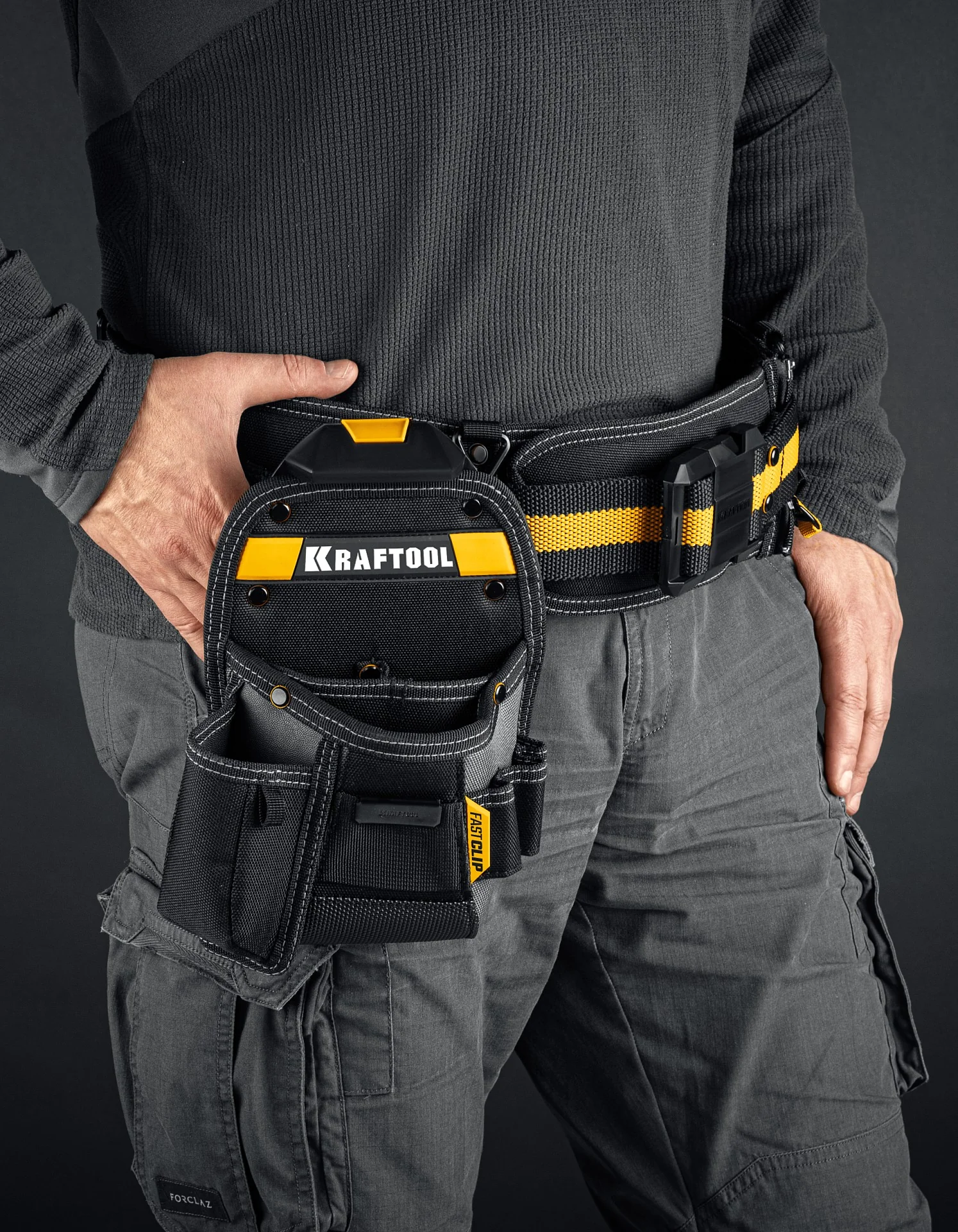 Поясная сумка KRAFTOOL KP-8, с быстросъёмным креплением FastClip, 170 х 260 мм (38776)