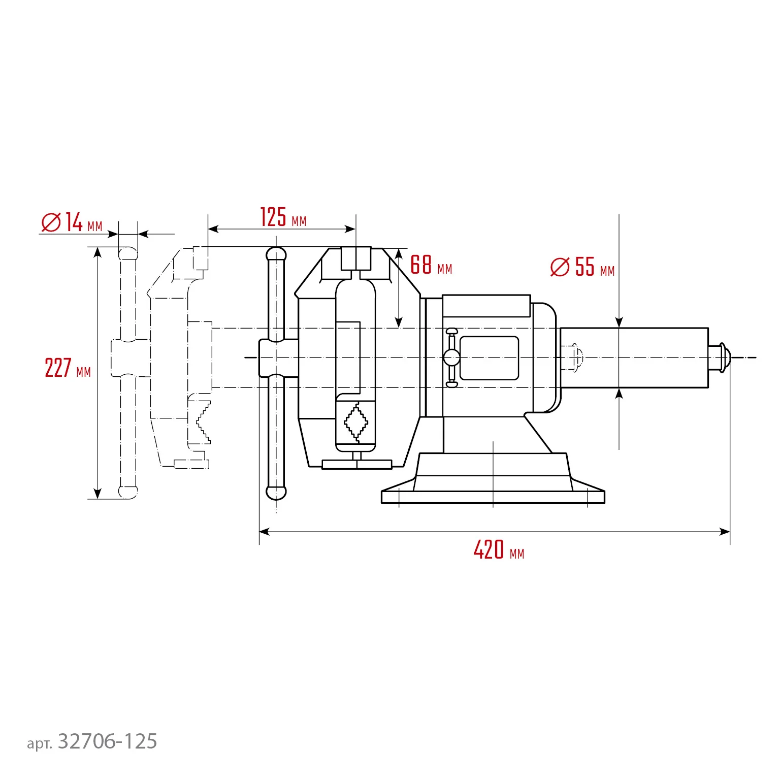 Чугунные слесарные тиски KRAFTOOL 3D Multi-Purpose, 125 мм (32706-125)