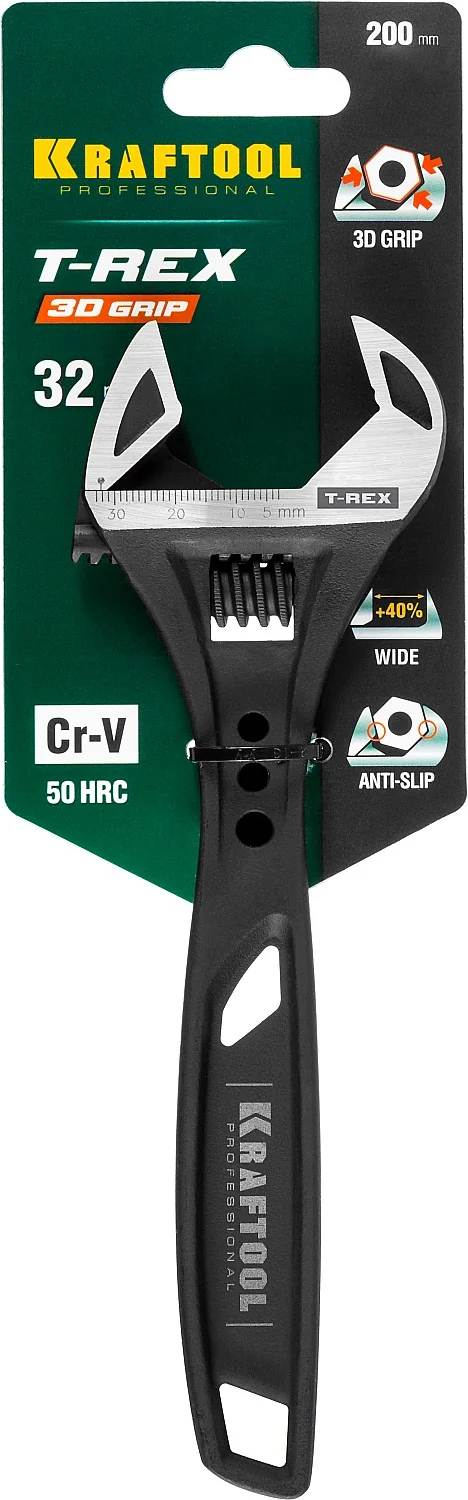 Силовой разводной ключ KRAFTOOL T-REX, 200/32 мм (27254-20)