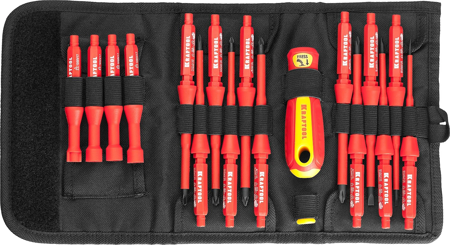 Набор высоковольтных отверток KRAFTOOL 18 предм, с чехлом (220092-H18)