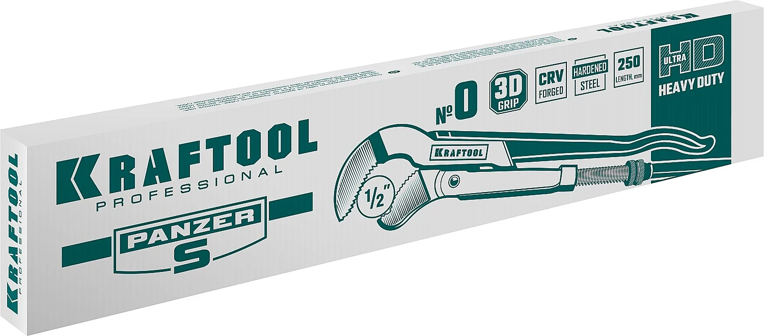 Трубный ключ KRAFTOOL PANZER-S, №0, 1/2″, 240 мм, с изогнутыми губками (2733-05)