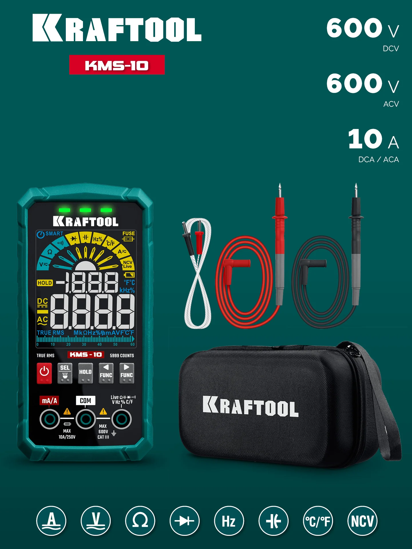 Мультиметр цифровой KRAFTOOL смарт (59872)