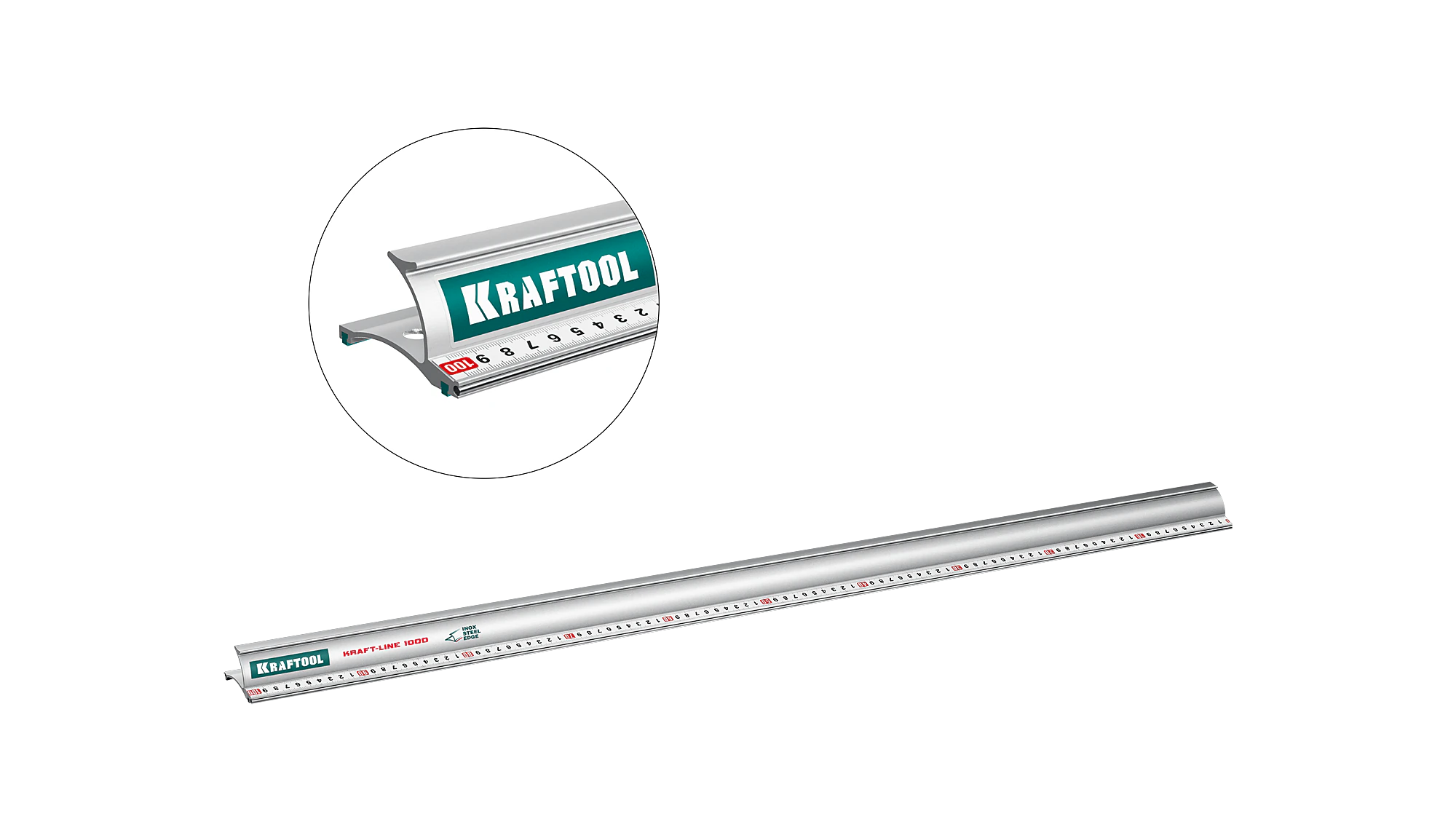 Линейка алюминиевая усиленная KRAFTOOL 1.0 м, со стальной направляющей (34275-100)
