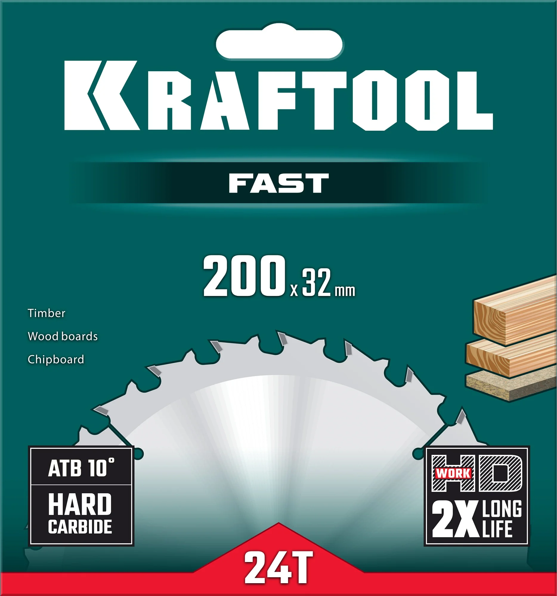 Пильный диск по дереву KRAFTOOL 36950-200-32 Fast, 200 х 32 мм, 24Т