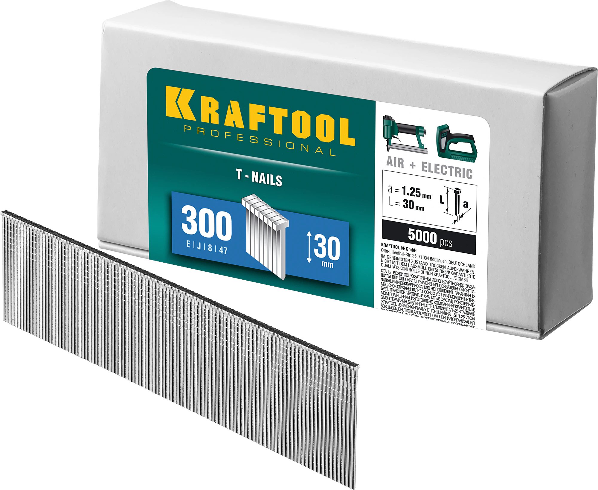 Гвозди тип 300 KRAFTOOL 20 мм, калибр 18GA, 5000 шт (31785-20)