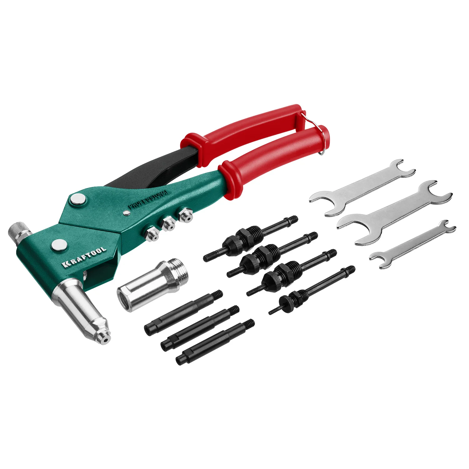 Заклепочник комбинированный поворотный KRAFTOOL 360°, 3 вида заклёпок, в кейсе (31178)