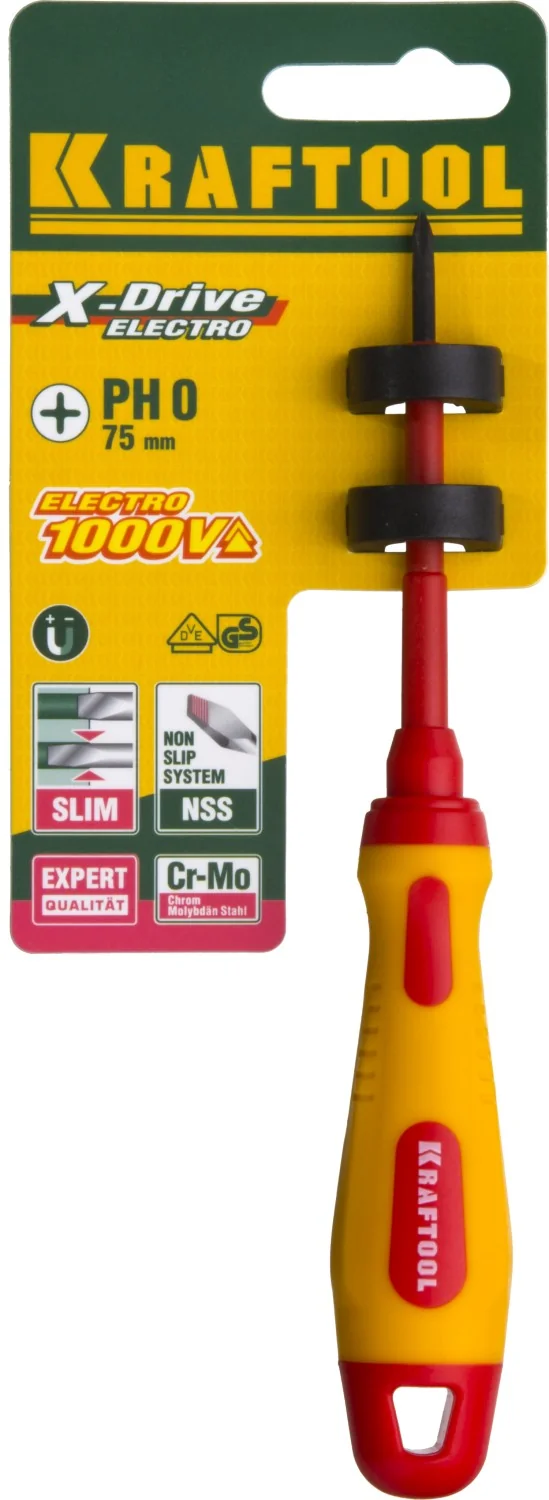 Отвертка высоковольтная KRAFTOOL PH0 х 60 мм (250084-0-060)