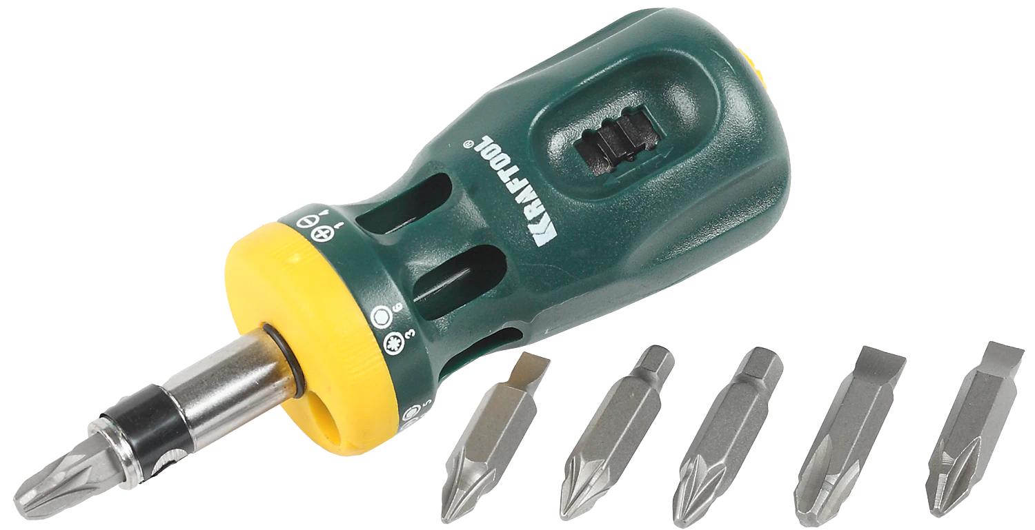 Реверсивная отвертка KRAFTOOL Kompakt-12, с насадками, 12 в 1 (26161-H13)