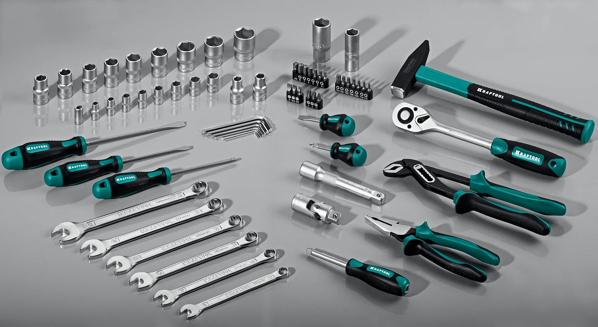 Универсальный набор инструмента KRAFTOOL EXTREM-66, 66 предм., (1/2″+1/4″) (27976-H66)