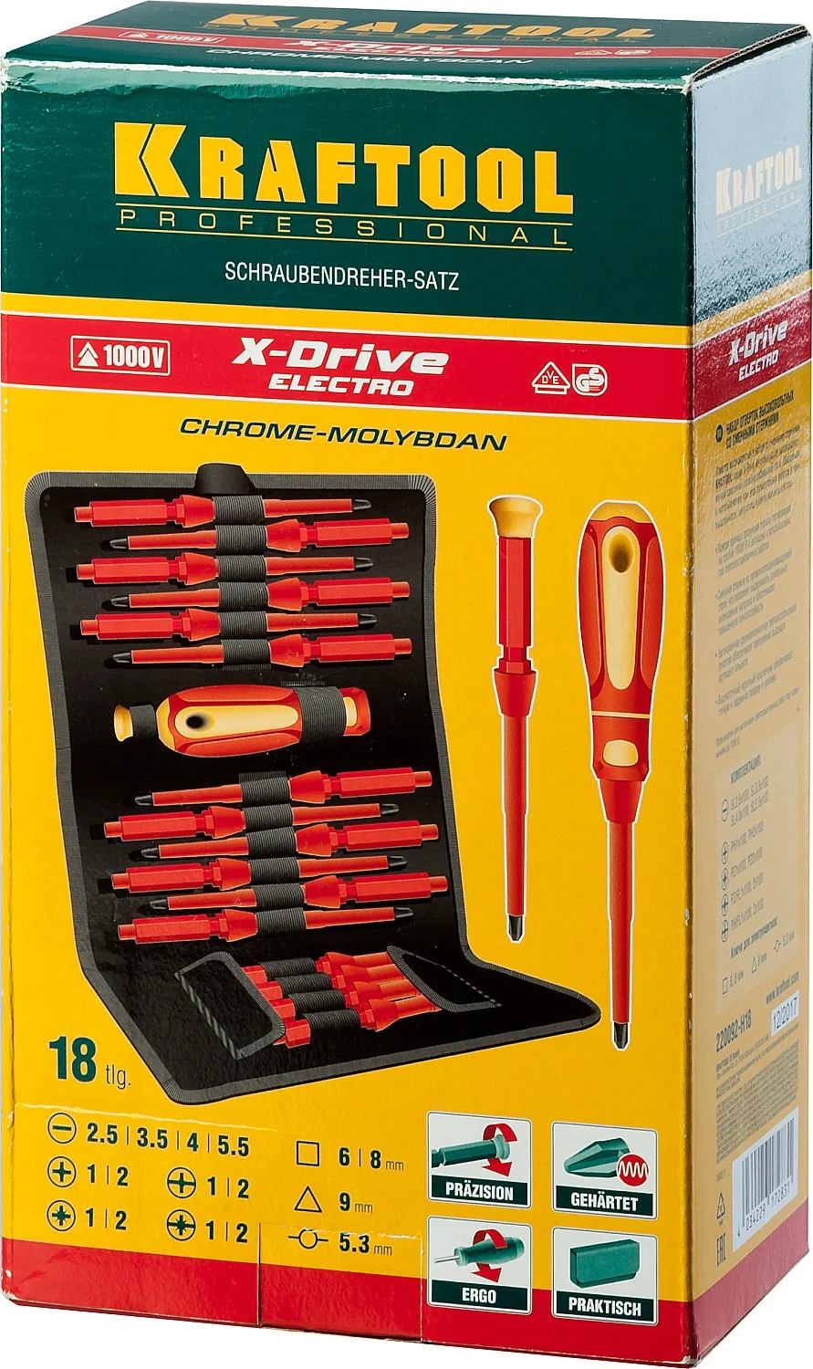 Набор высоковольтных отверток KRAFTOOL 18 предм, с чехлом (220092-H18)
