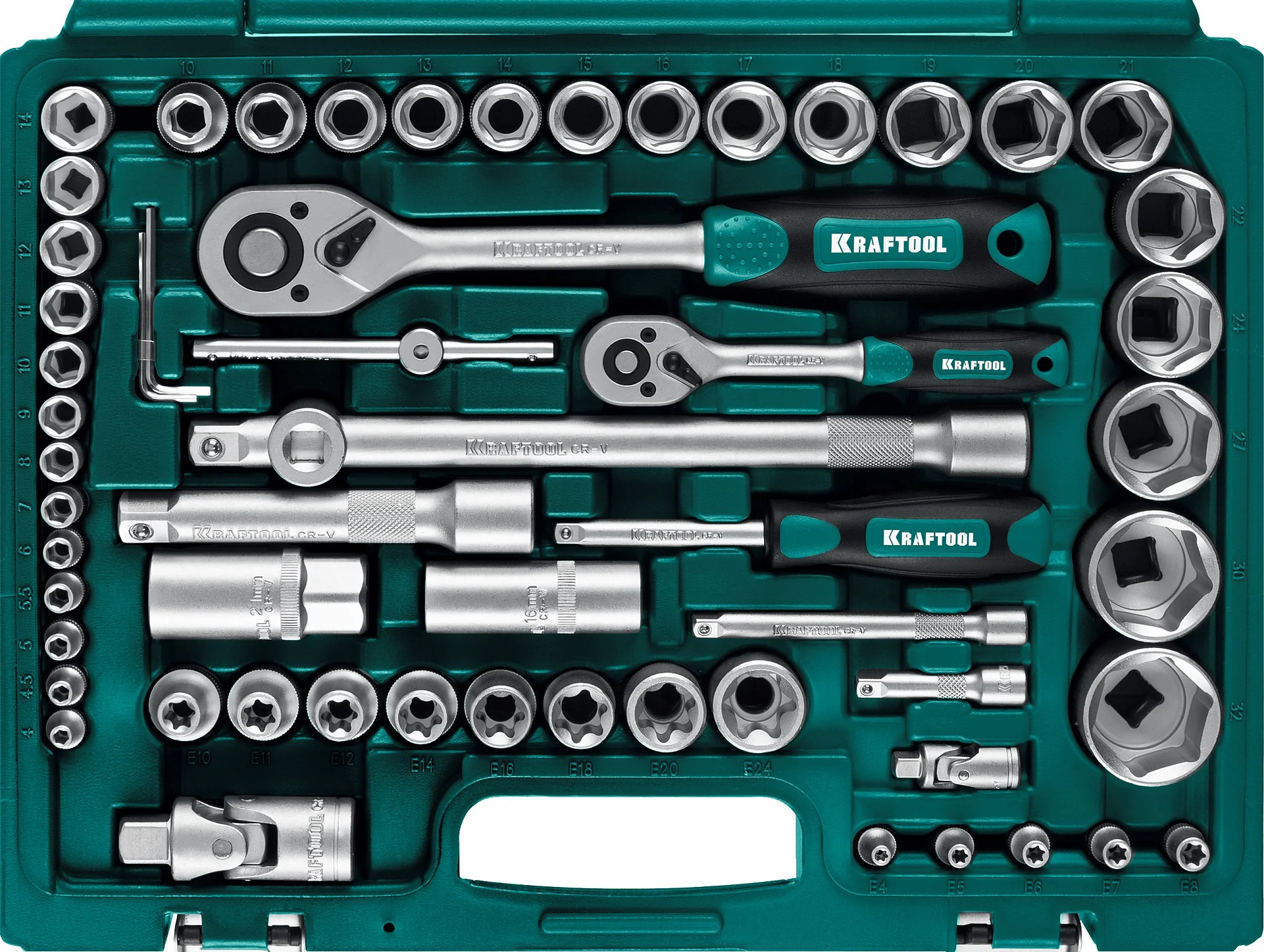 Универсальный набор инструмента KRAFTOOL X-Drive 108, 108 предм., (1/2″+3/8″+1/4″) (27888-H108)