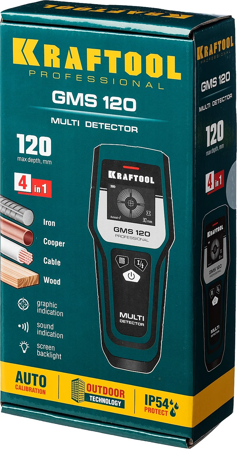 Детектор универсальный KRAFTOOL проводки, ЖК дисплей (45298)