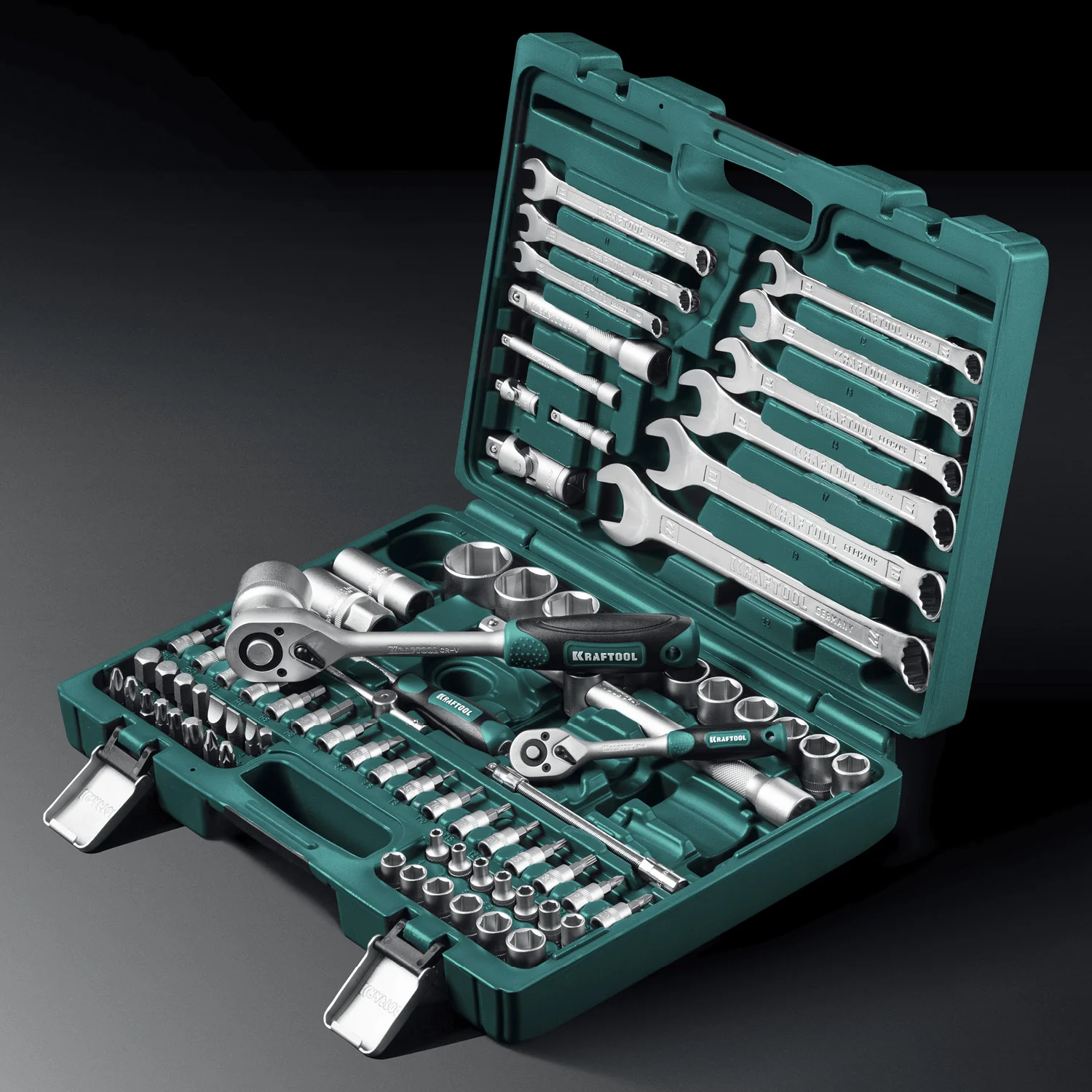 Универсальный набор инструмента KRAFTOOL X-Drive 82, 82 предм., (1/2″+1/4″) (27887-H82)