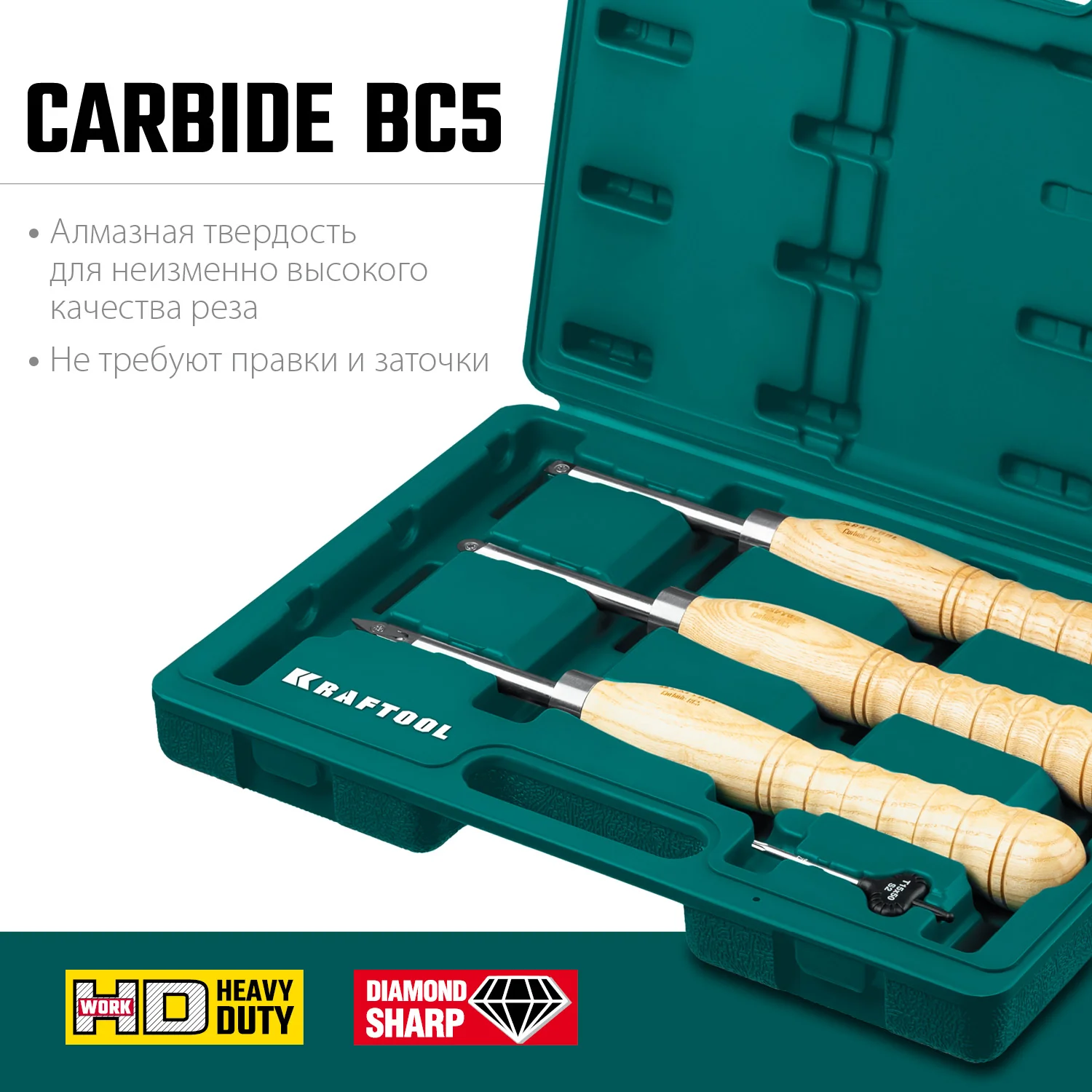 Набор ручных резцов по дереву KRAFTOOL Precision-3, 3 предм. (18369)