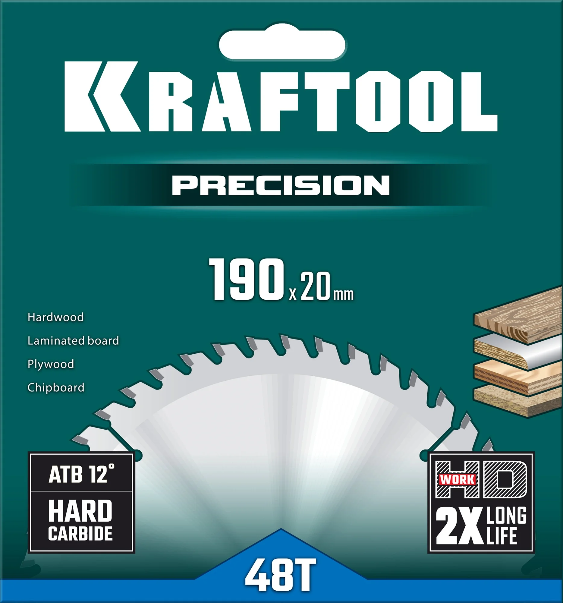 Пильный диск по дереву KRAFTOOL 36952-190-20 Precision, 190 х 20 мм, 48Т